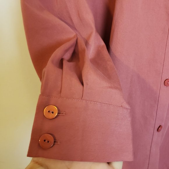 Eileen Fisher Tunic Shirt Chutney Sand Washed Tencel Split Band Collar Small - Picture 4 of 8